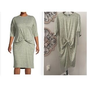 World Market Front Knot Peasant‎ Shift Lounge Dress One Size Heathered Green
